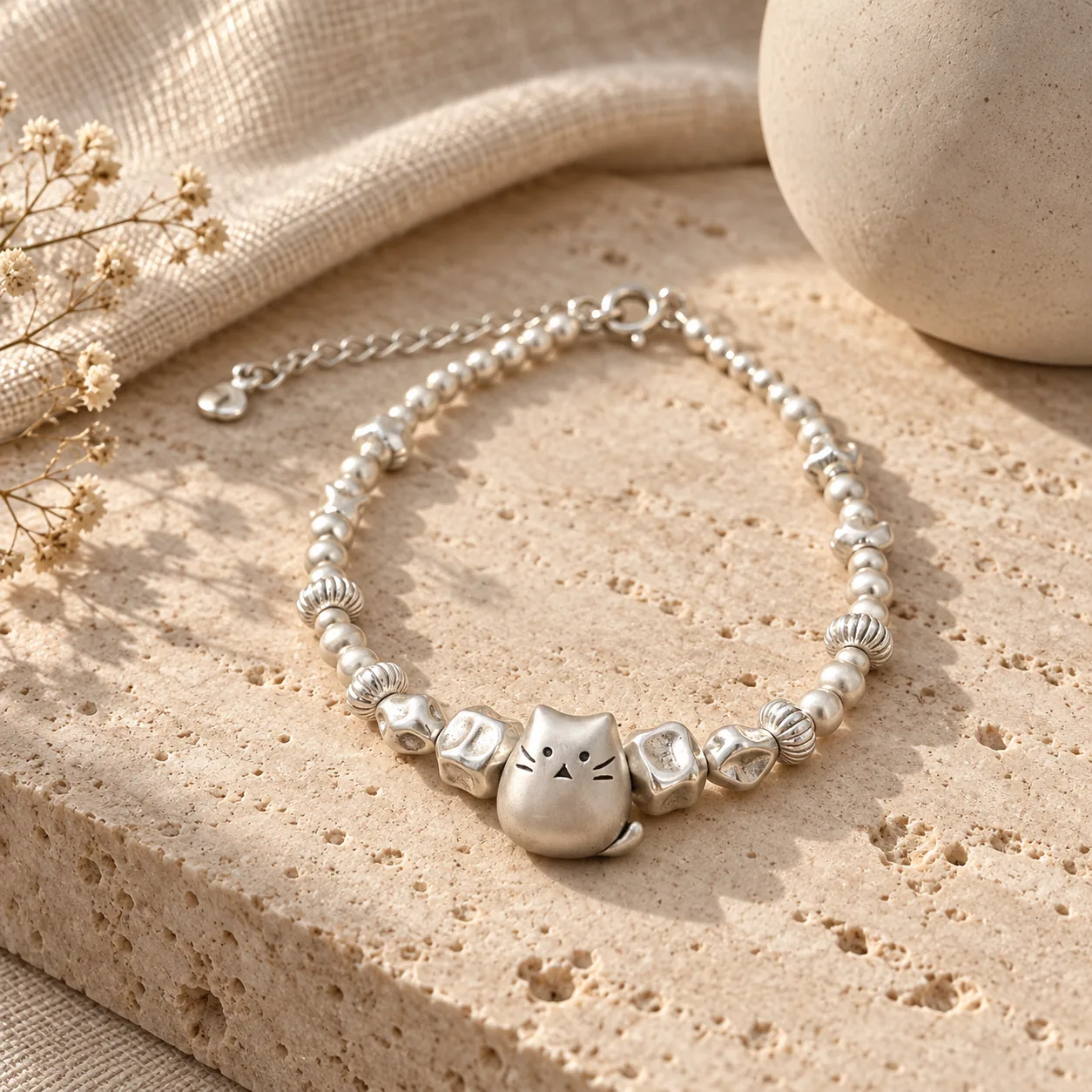Silver Cat Bracelet detail 6