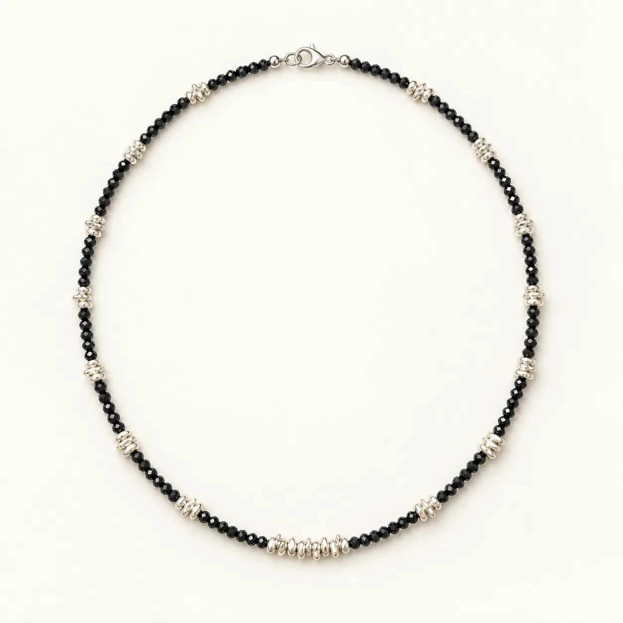 Black Spinel Silver Necklace detail 3