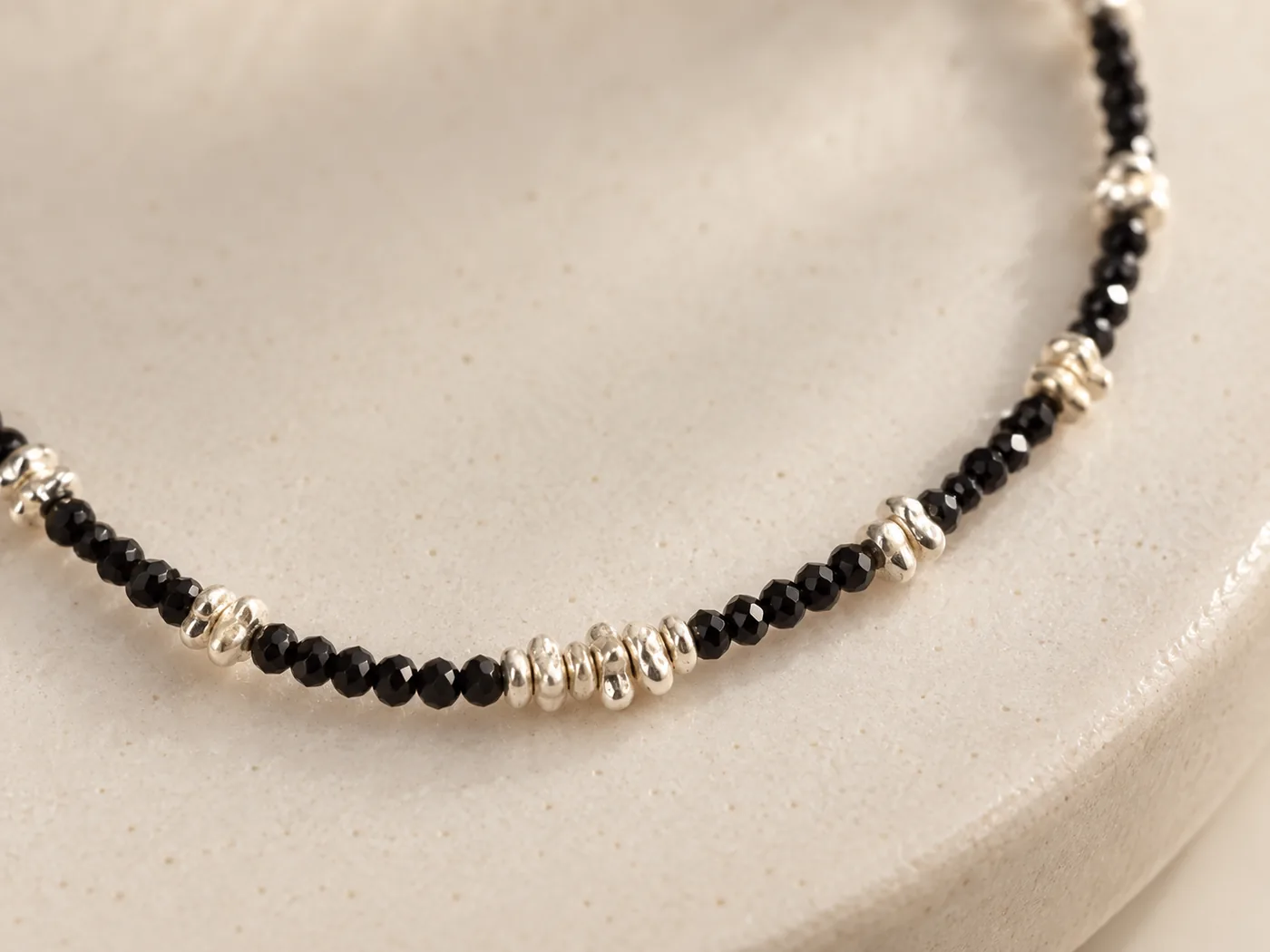 Black Spinel Silver Necklace detail 5
