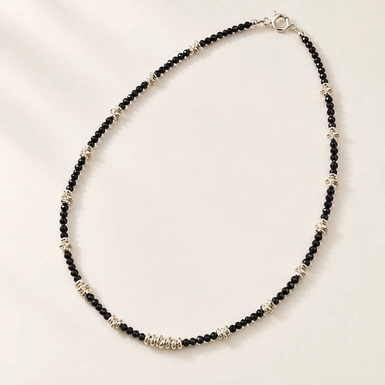 Black Spinel Silver Necklace detail 6