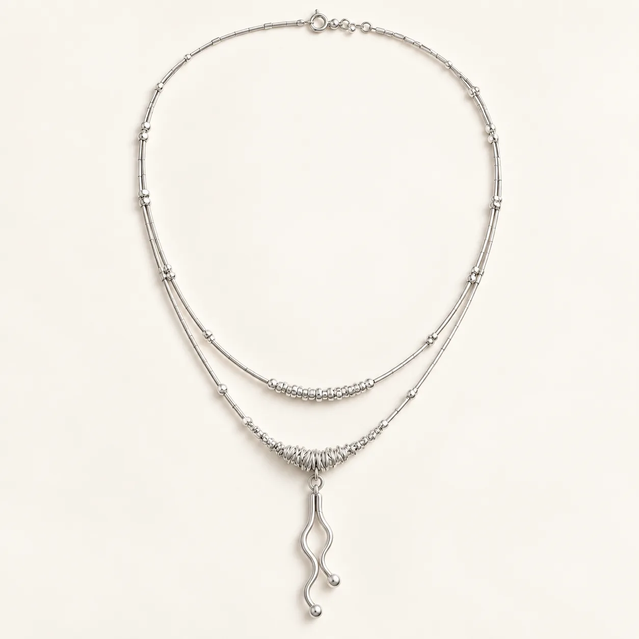 Wrapped Drop Silver Necklace detail 4