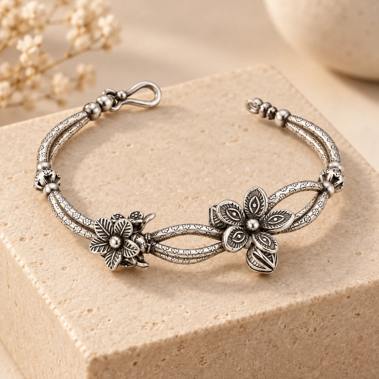 Vintage Triple-Flower Bracelet detail 6