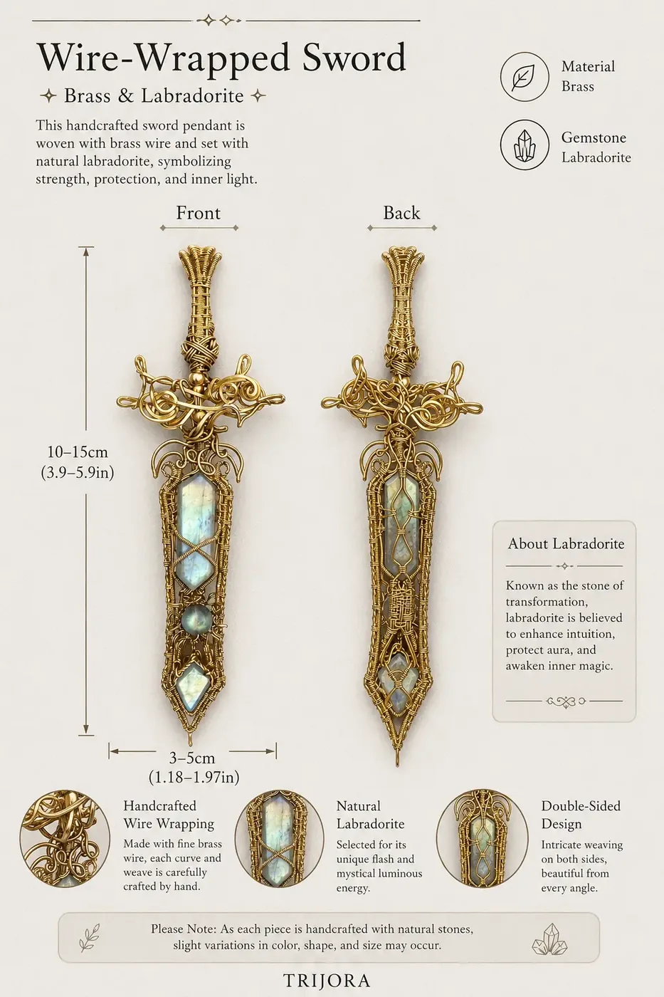 Wire-Wrapped Labradorite Sword detail 5