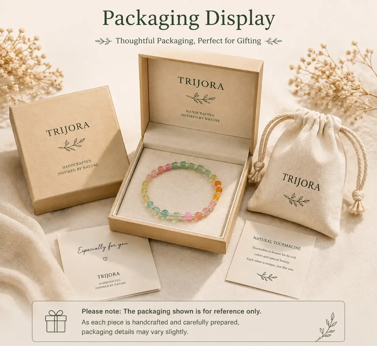 TRIJORA Natural Tourmaline & Handmade Silver Bracelet detail 6
