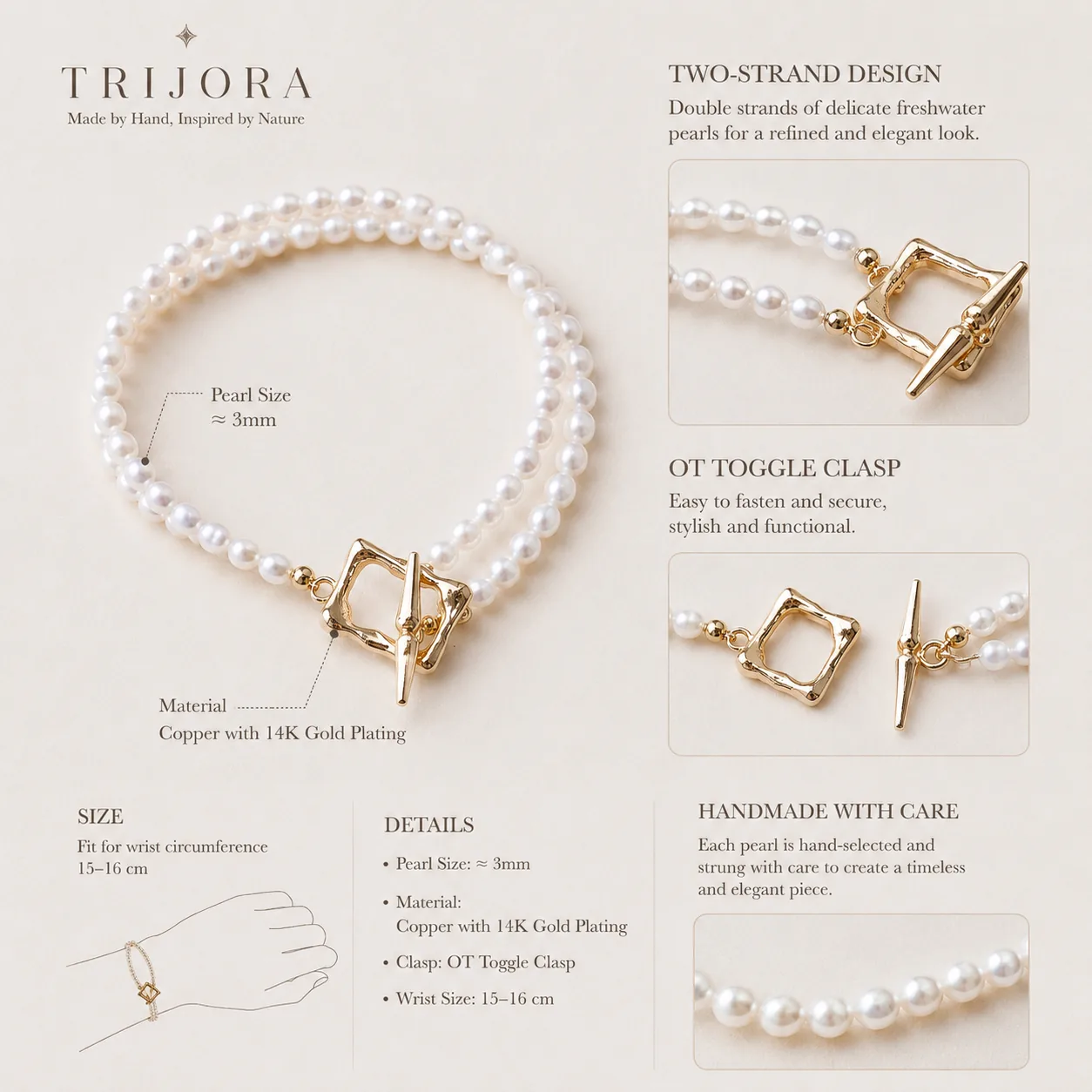 TIDE FRAME Pearl Bracelet detail 5