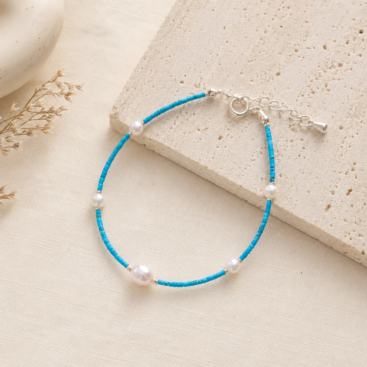 TIDELINE Turquoise Pearl Bracelet detail 6