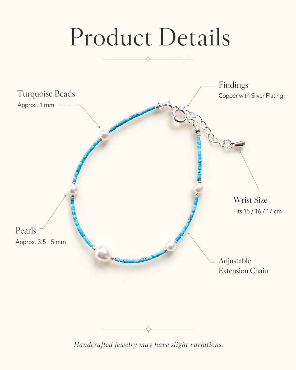TIDELINE Turquoise Pearl Bracelet detail 7