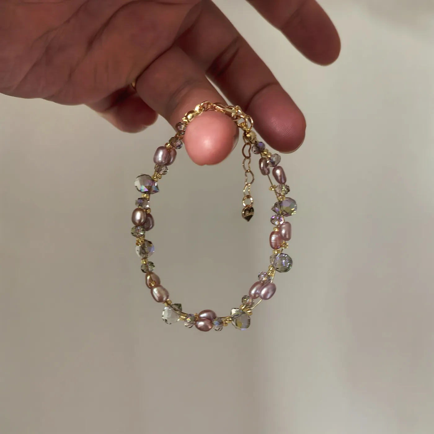 TRIJORA Blush Aurora Pearl & Crystal Bracelet detail 3