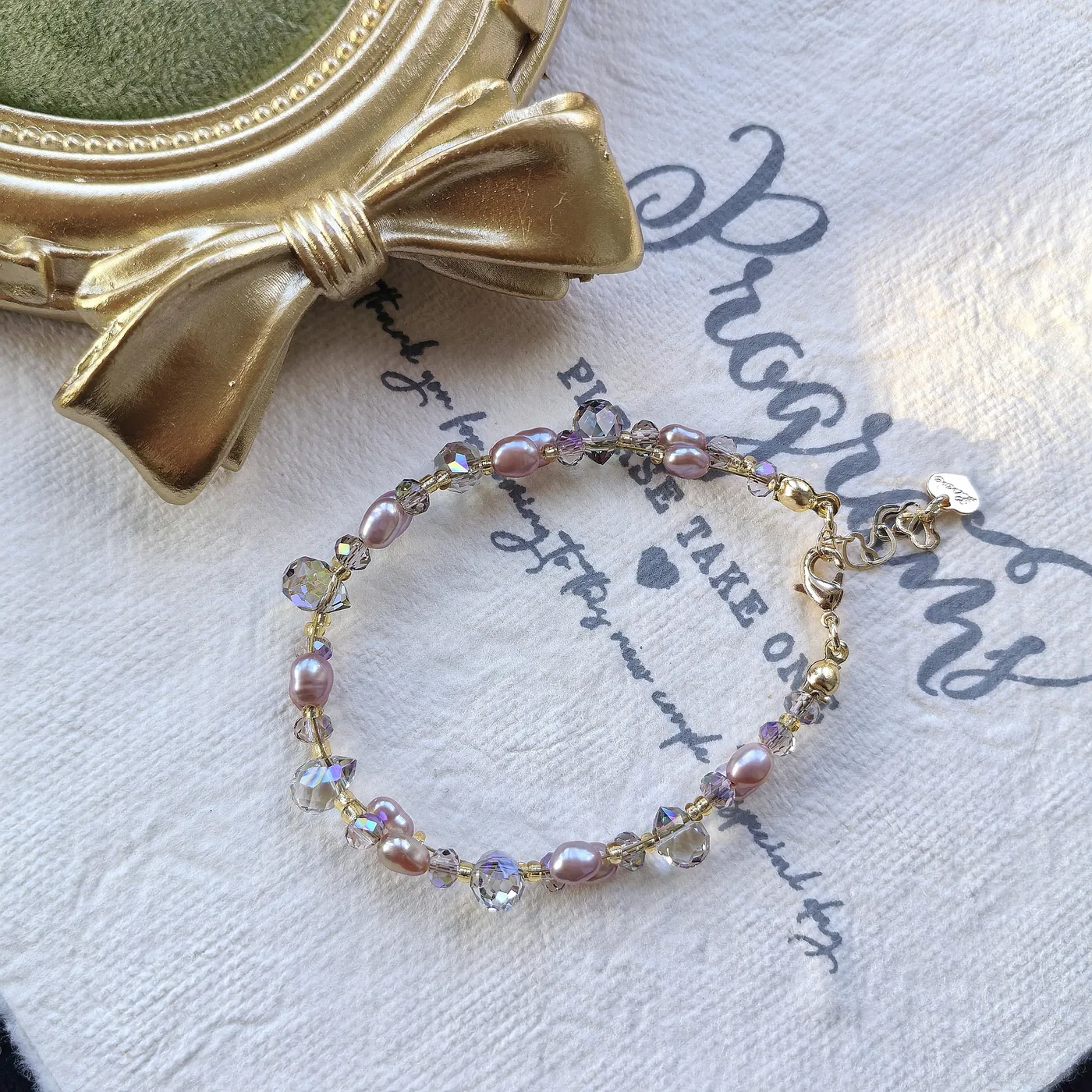 TRIJORA Blush Aurora Pearl & Crystal Bracelet detail 5