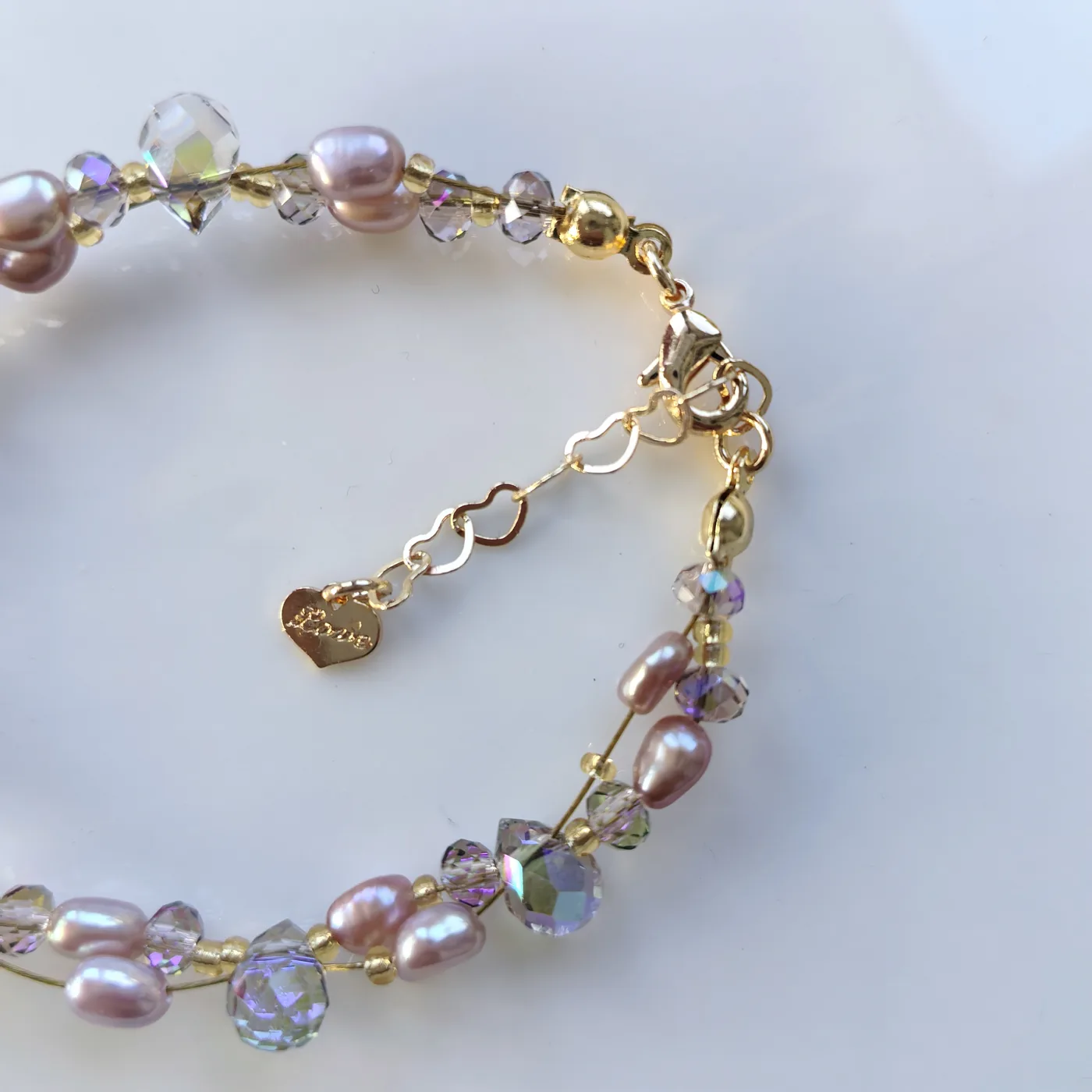 TRIJORA Blush Aurora Pearl & Crystal Bracelet detail 6