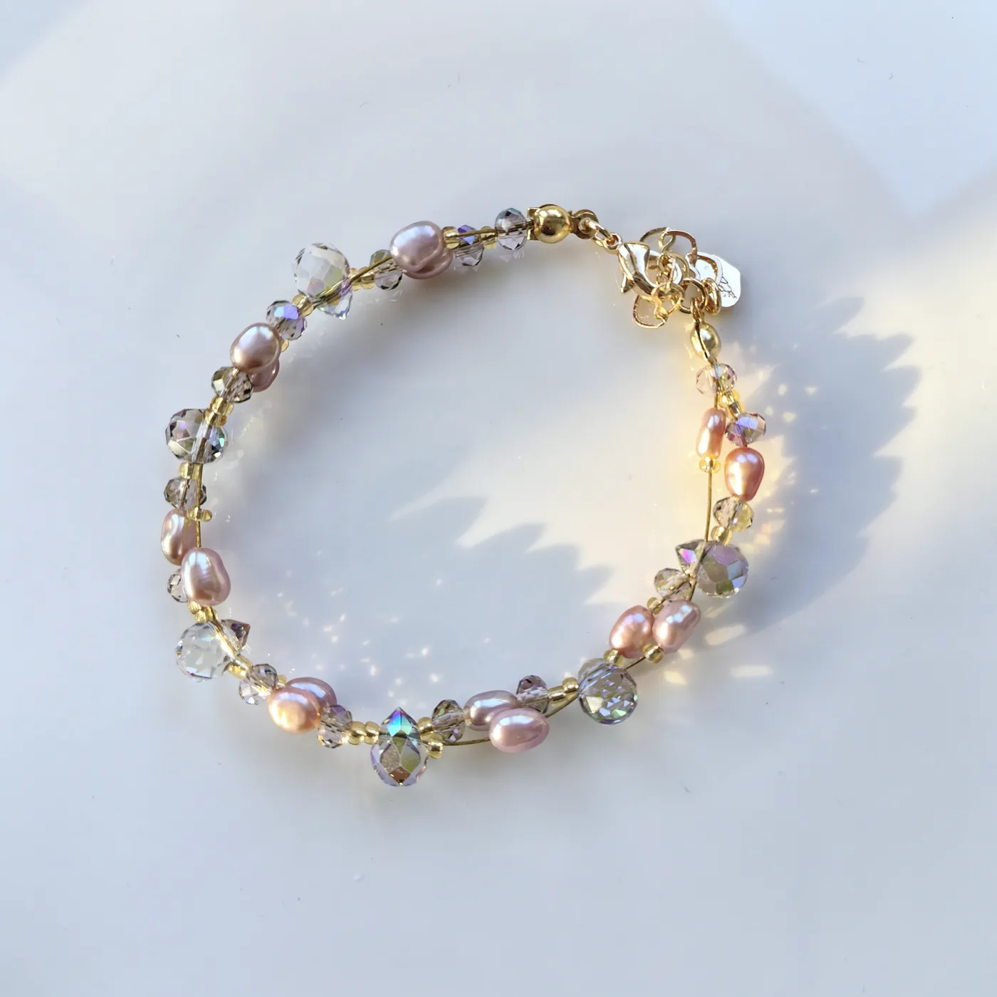 TRIJORA Blush Aurora Pearl & Crystal Bracelet detail 7