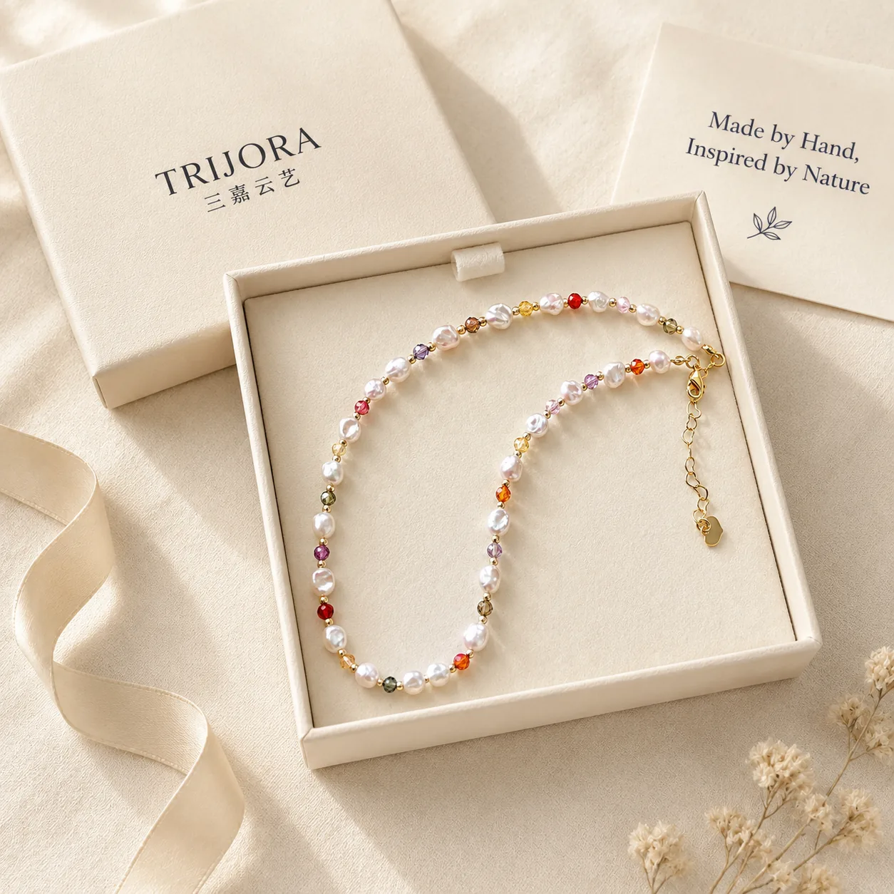 Zircon & Baroque Pearl Necklace detail 3