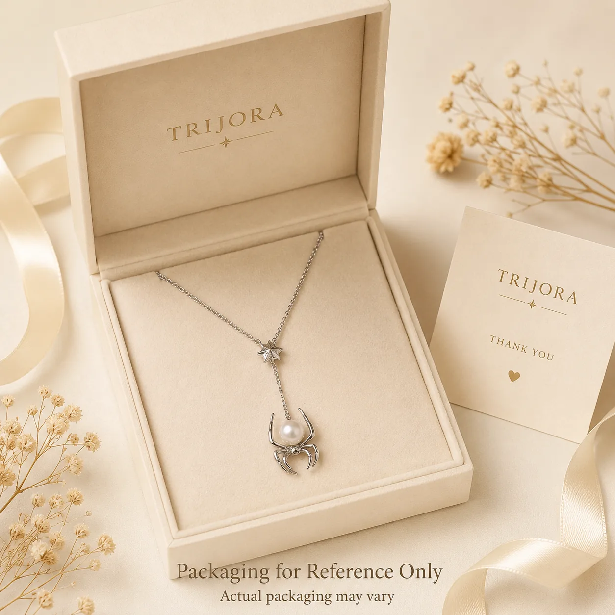 TRIJORA Spider & Web Edison Pearl Y-Necklace detail 6