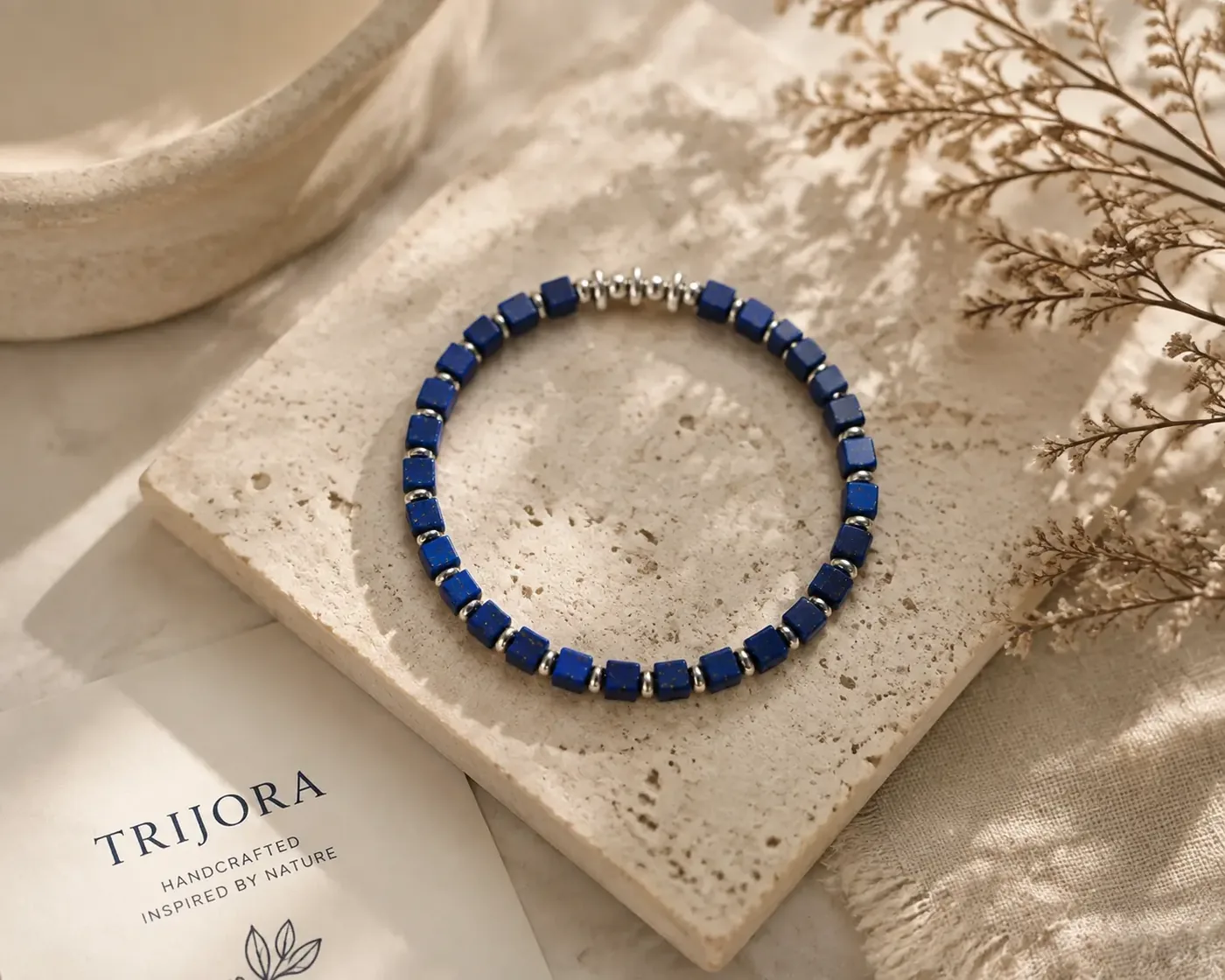 TRIJORA Lapis Lazuli & Handmade Silver Bracelet detail 3