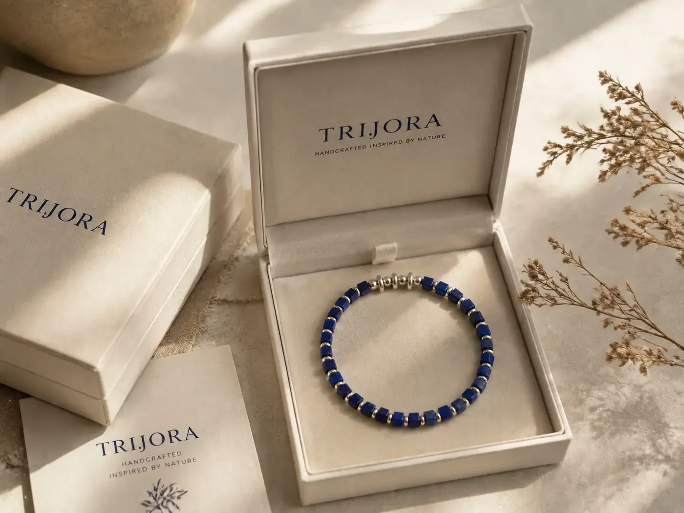 TRIJORA Lapis Lazuli & Handmade Silver Bracelet detail 5
