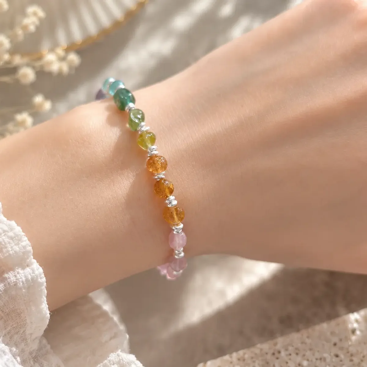 Tourmaline bracelet worn