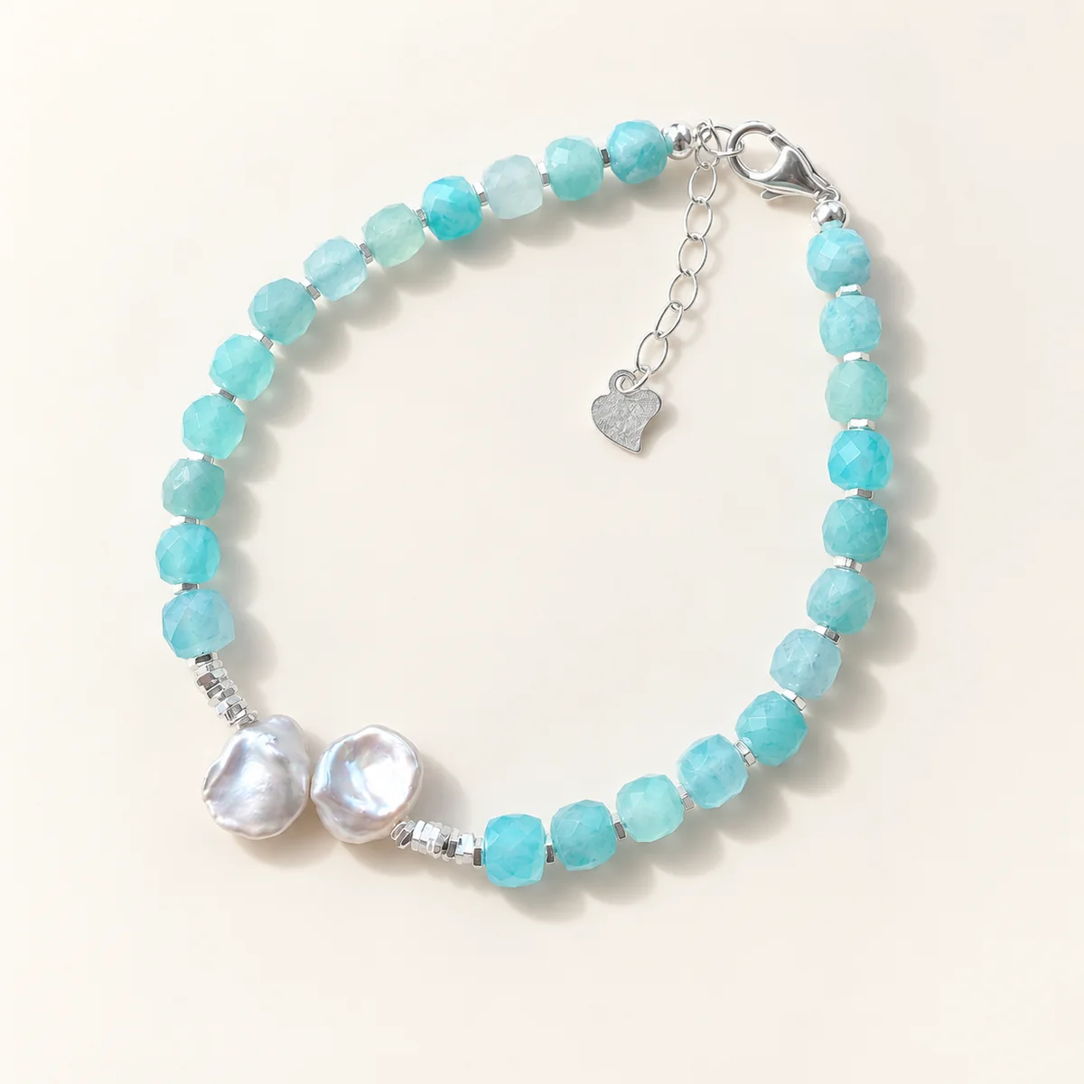SEA PETAL Amazonite & Baroque Pearl Bracelet product view