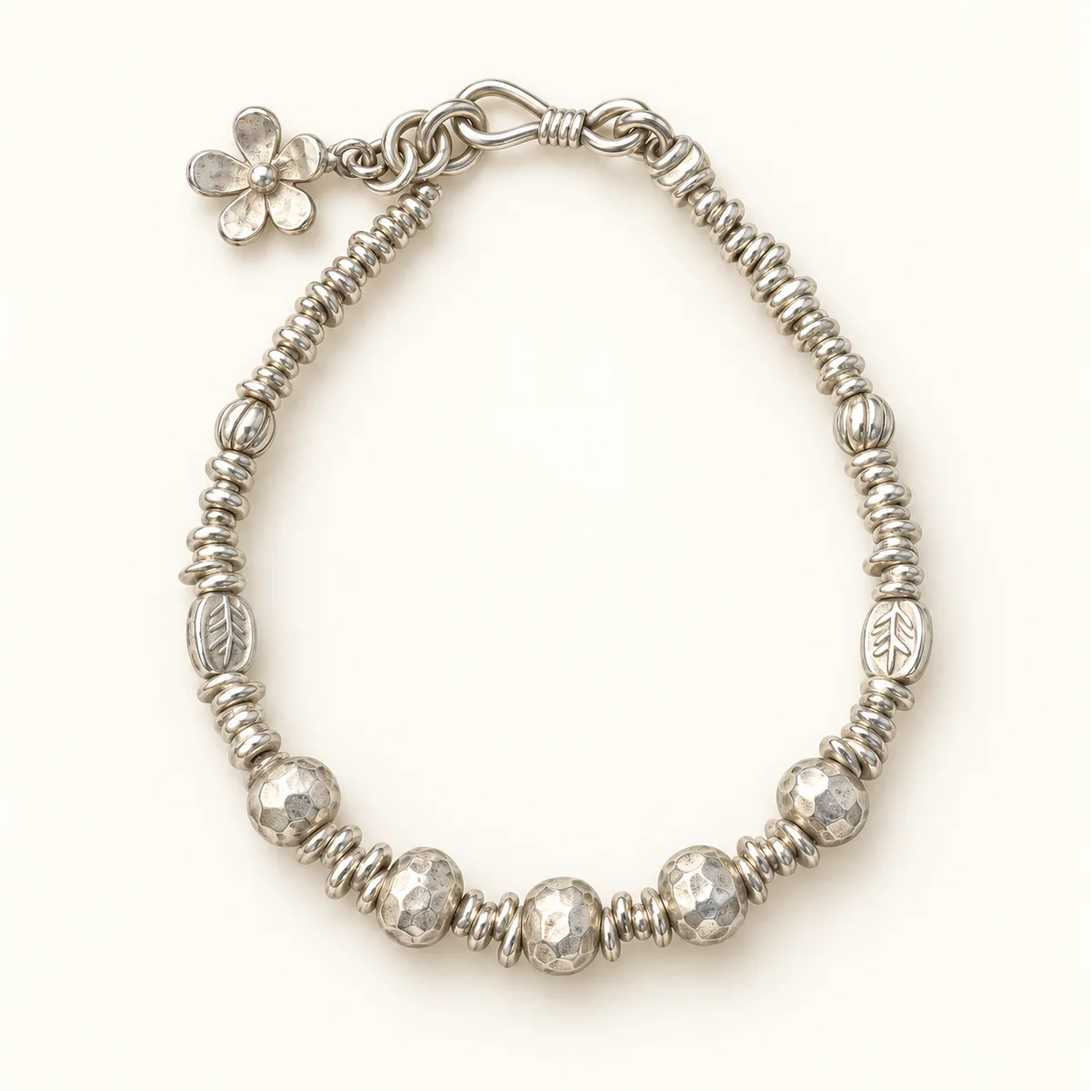 Hammered Silver Bead Bracelet product view