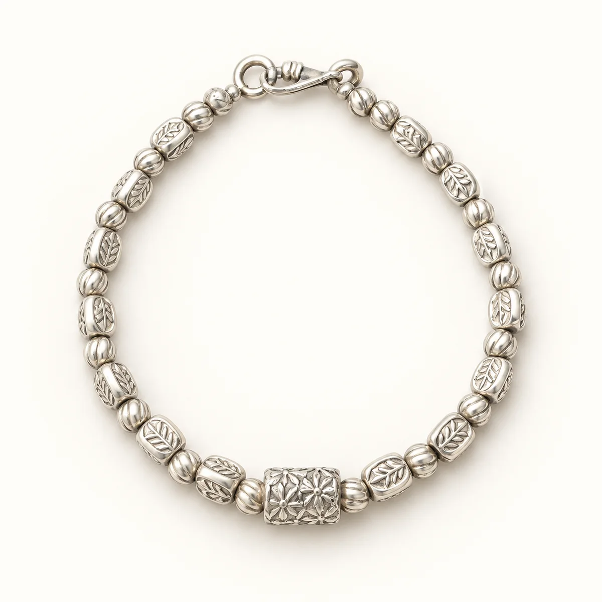 Textured Silver Bead Bracelet product view