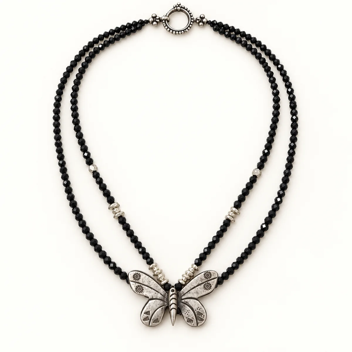 Black Spinel Butterfly Necklace product view