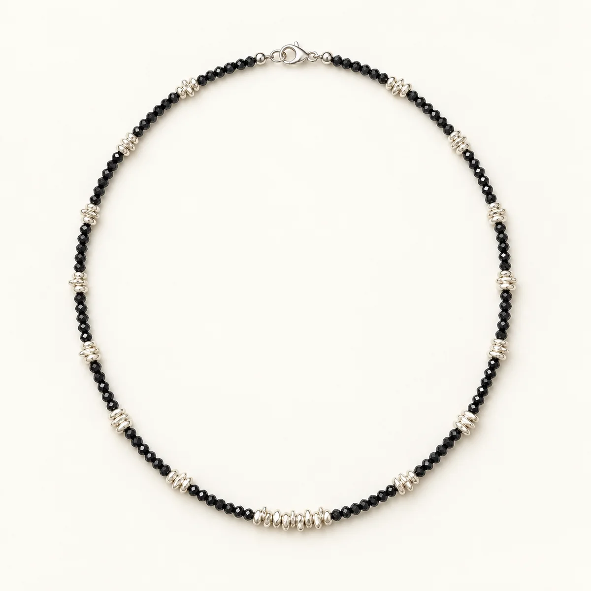 Black Spinel Silver Necklace product view