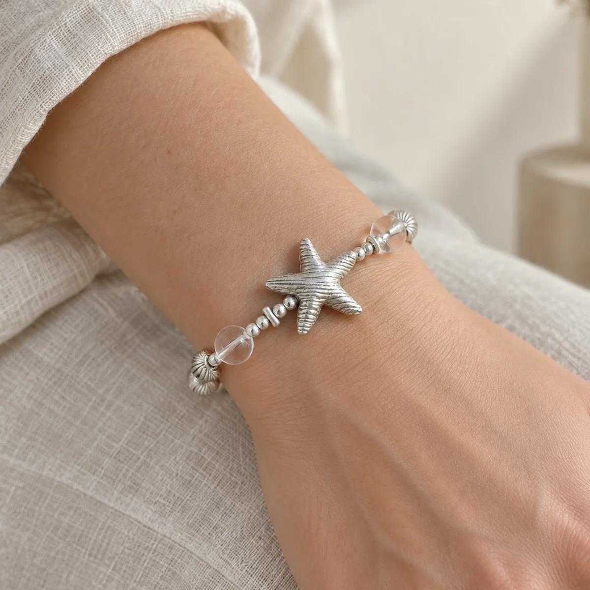 Crystal Star & Shell Bracelet worn or styled