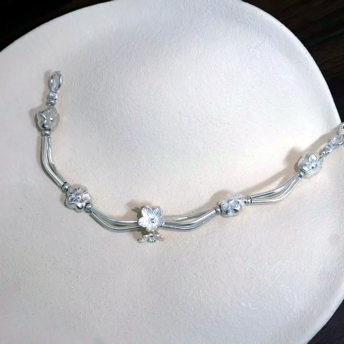 Floral Link Double-Strand Bracelet
