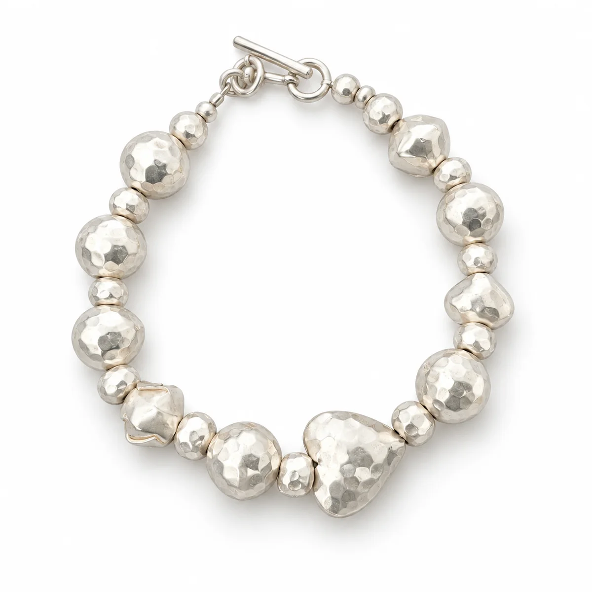 Hammered Heart Silver Bracelet product view