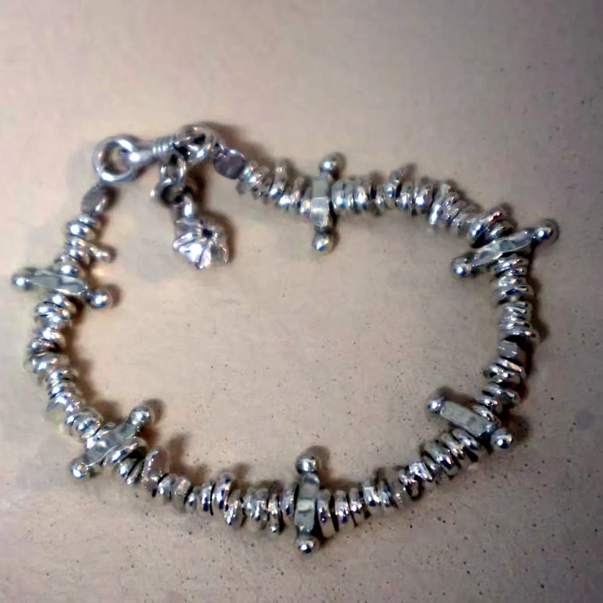 Irregular Silver Nugget Bracelet