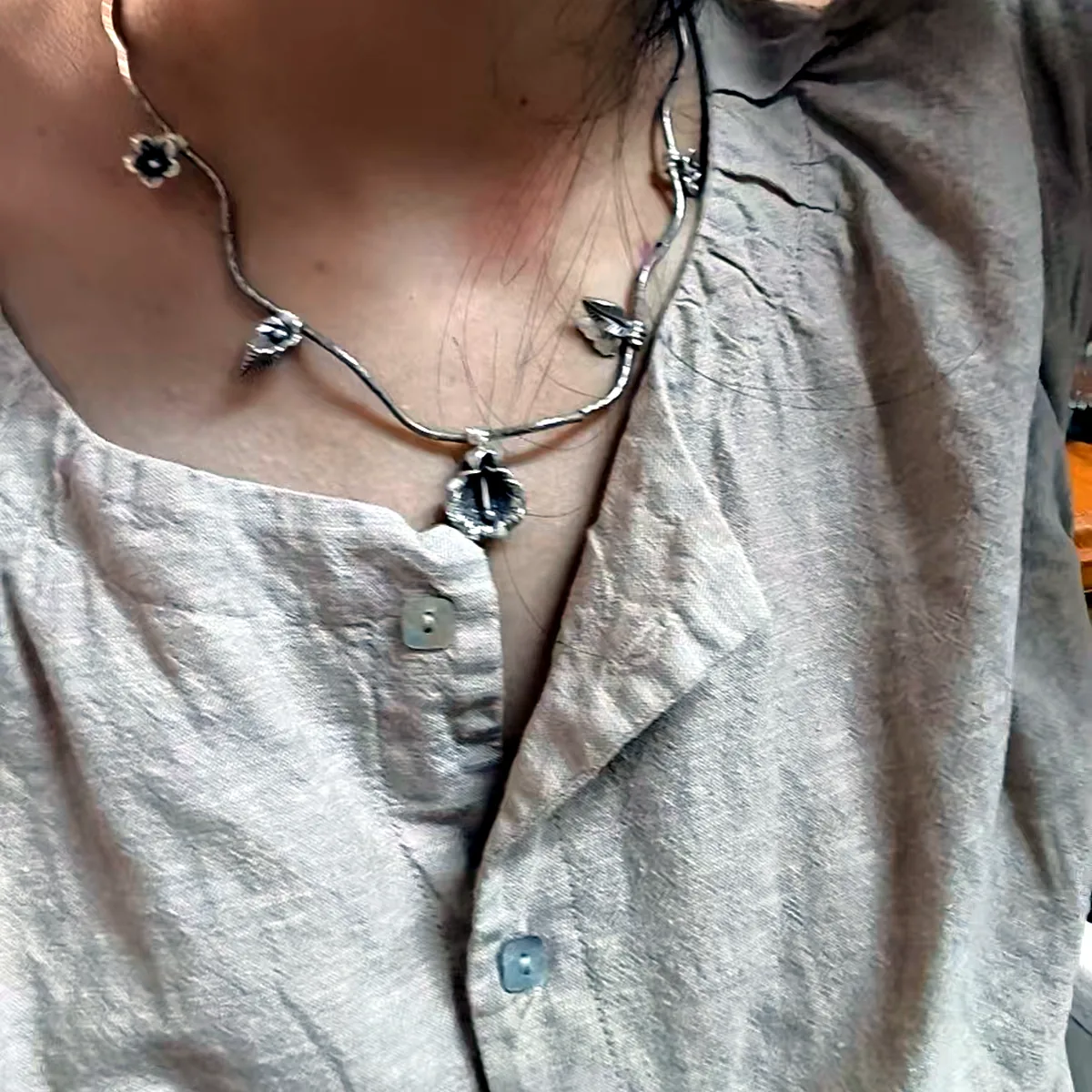 Botanical Charm Long Necklace detail 2
