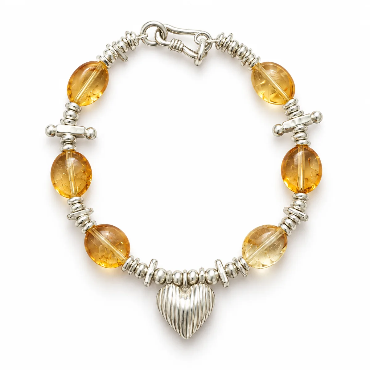 Citrine Heart Silver Bracelet product view