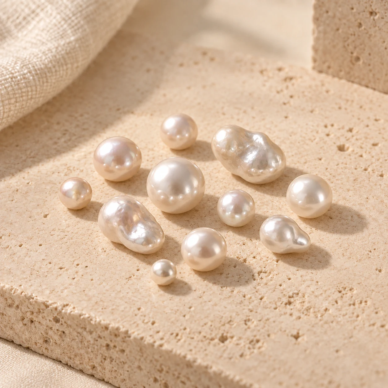 Round and baroque natural pearls