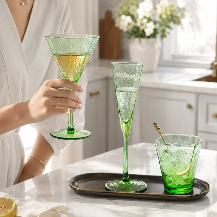 VERDANT WATER — Hand-Blown Green Glassware Collection