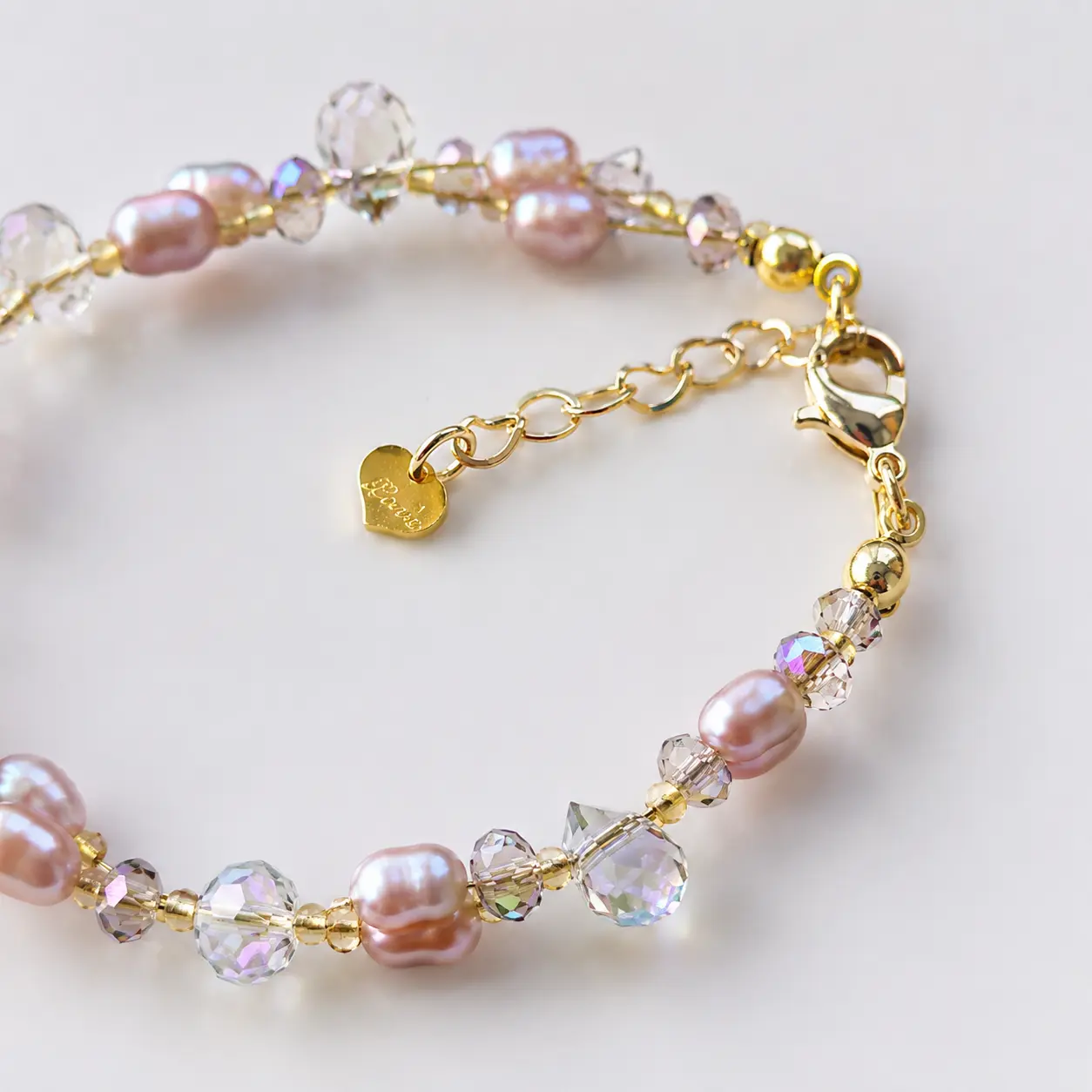 TRIJORA Blush Aurora Pearl & Crystal Bracelet detail 11