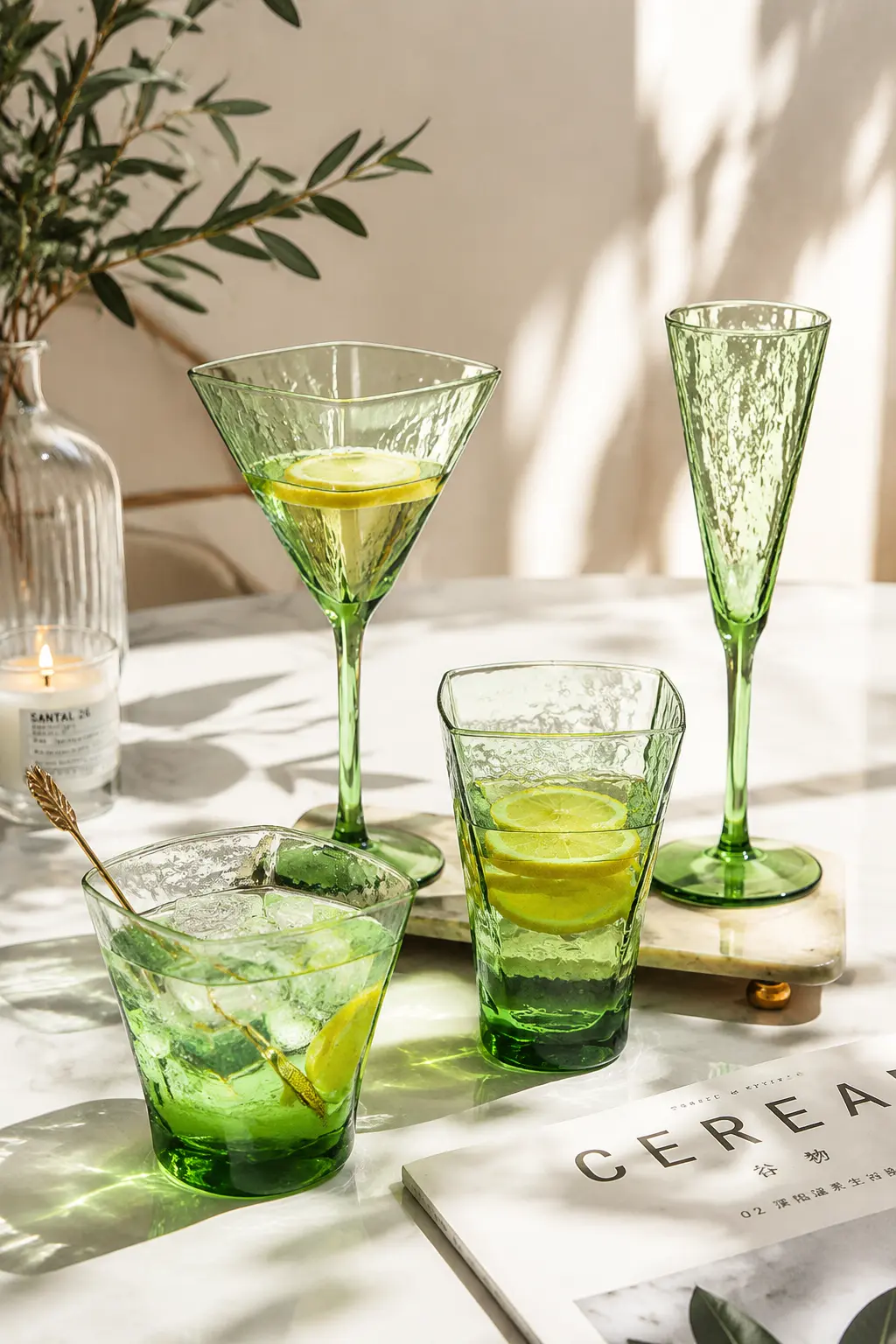 VERDANT WATER — Hand-Blown Green Glassware Collection detail 4