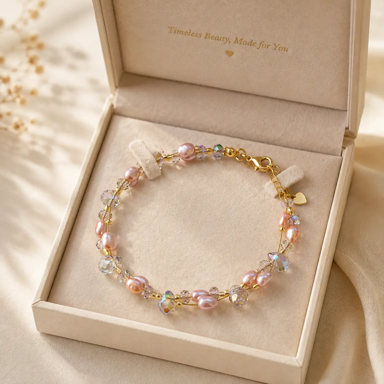 TRIJORA Blush Aurora Pearl & Crystal Bracelet detail 12