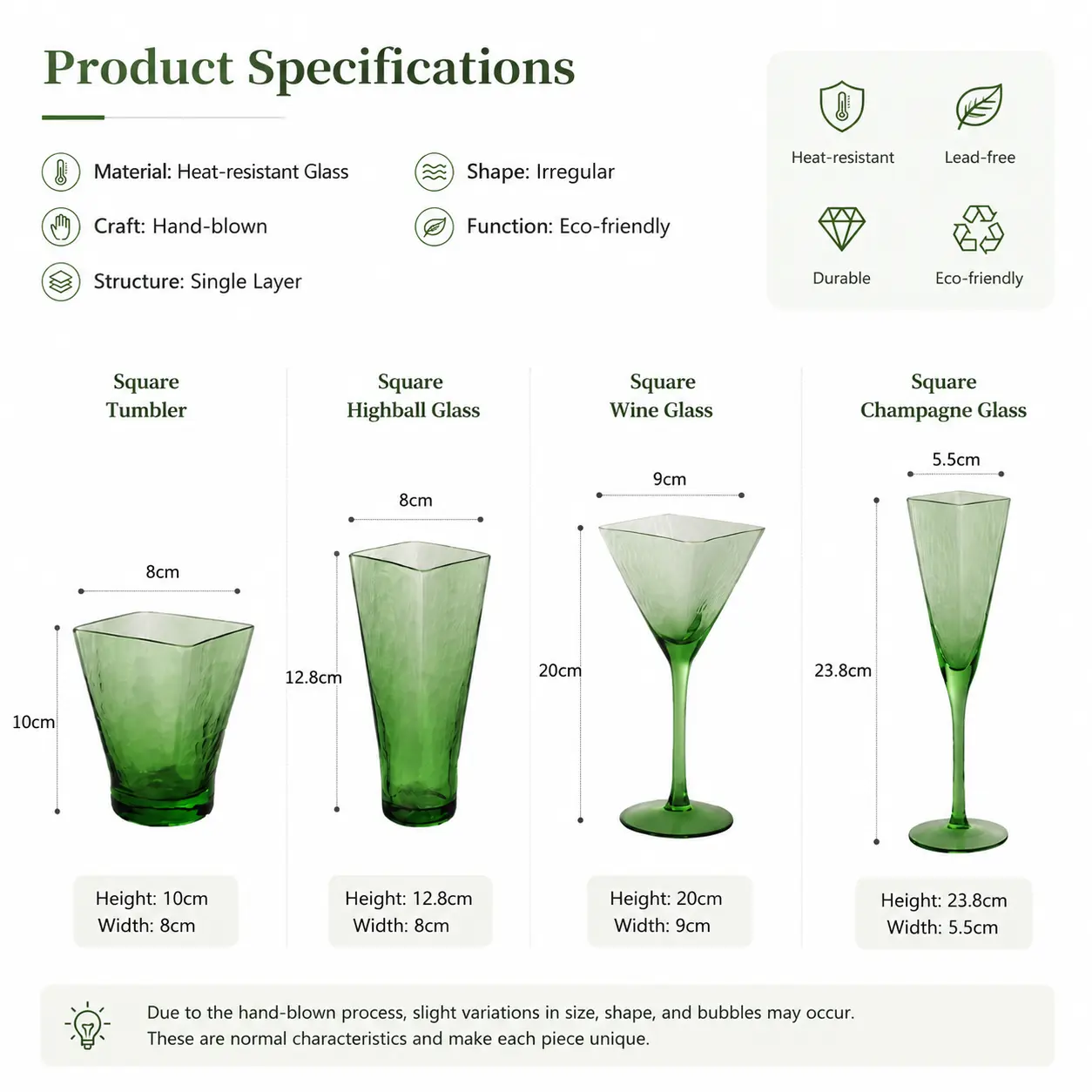 VERDANT WATER — Hand-Blown Green Glassware Collection detail 6