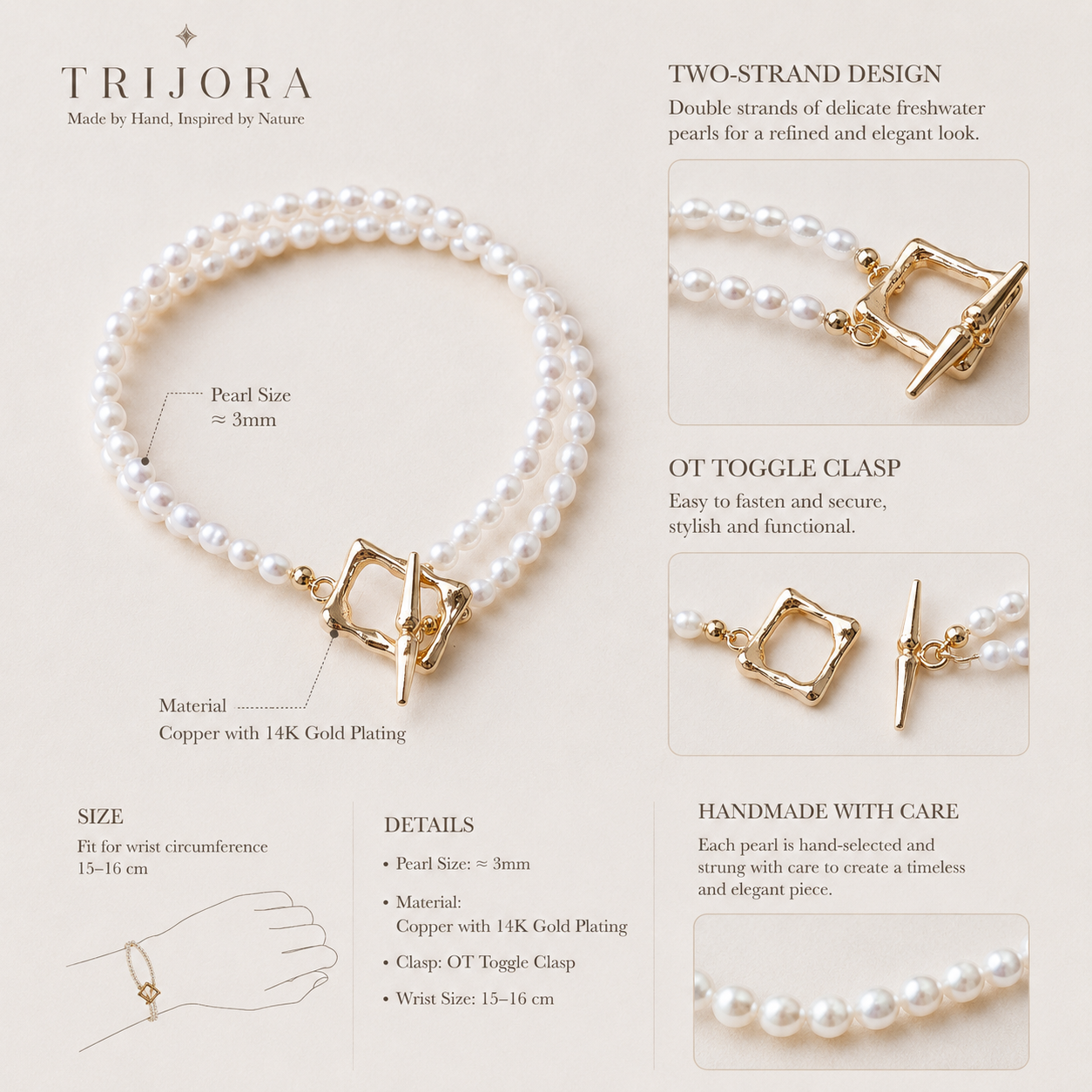 TIDE FRAME Pearl Bracelet detail 12