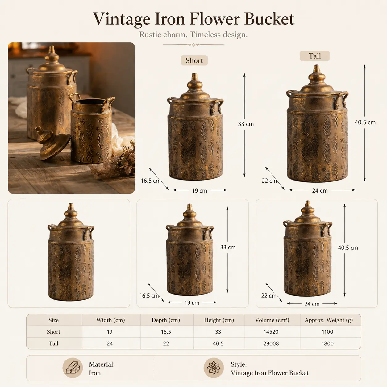 Fern Archive Vintage Iron Flower Bucket detail 7