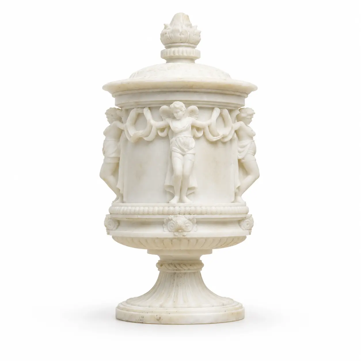 Garden of Light Classical Cherub Resin Urn detail 6
