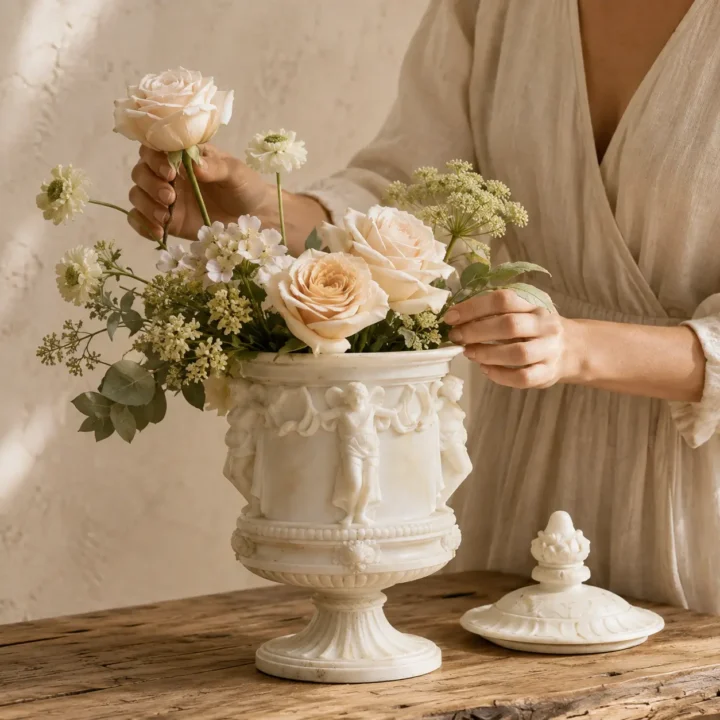 Garden of Light Classical Cherub Resin Urn