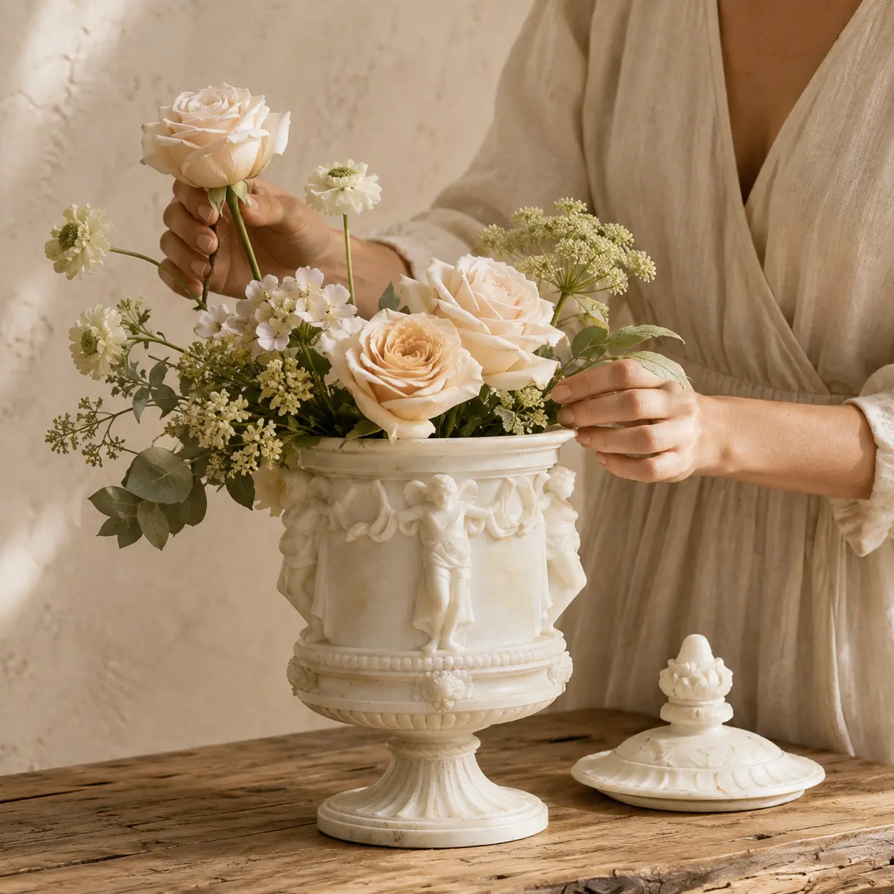 Garden of Light Classical Cherub Resin Urn