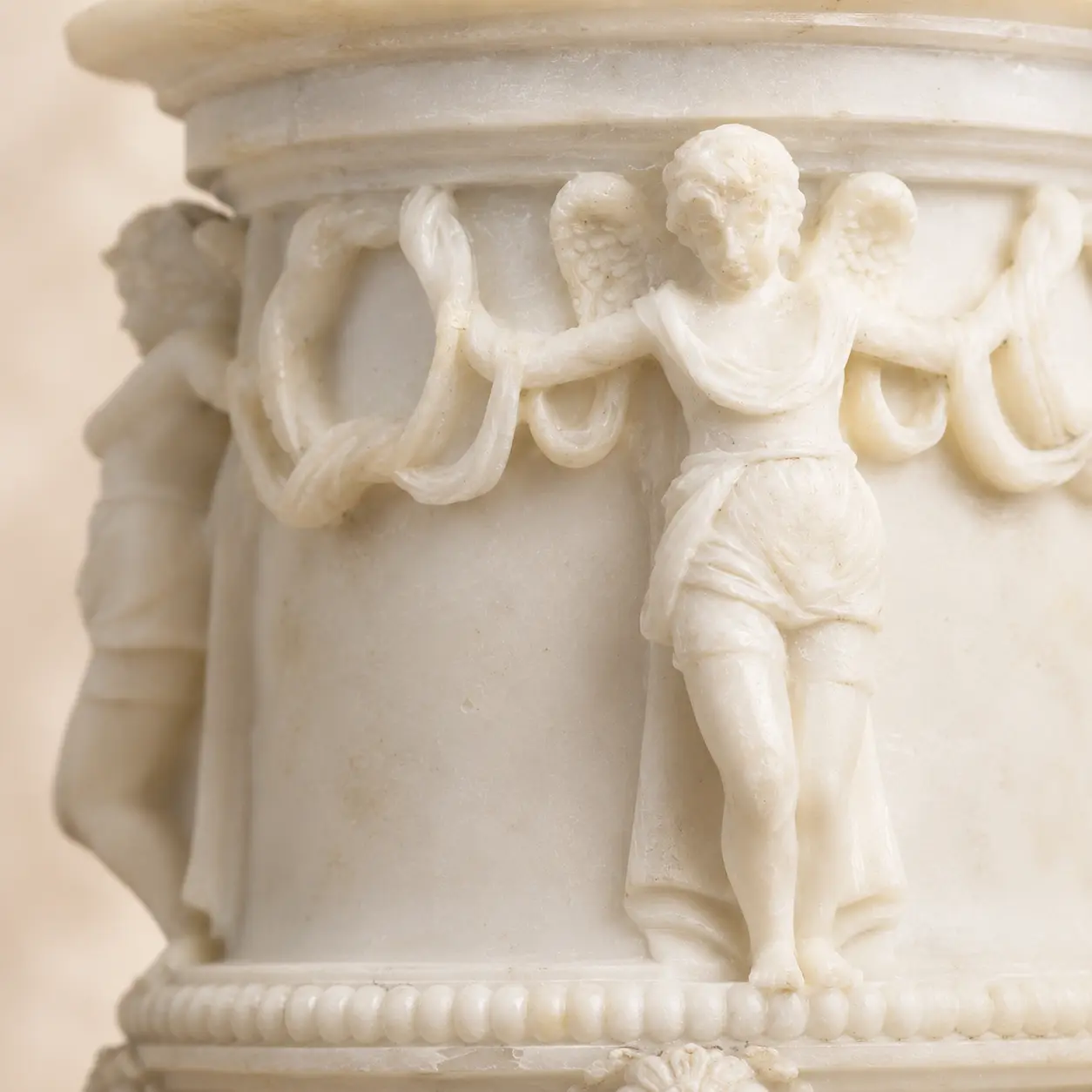 Garden of Light Classical Cherub Resin Urn detail 5