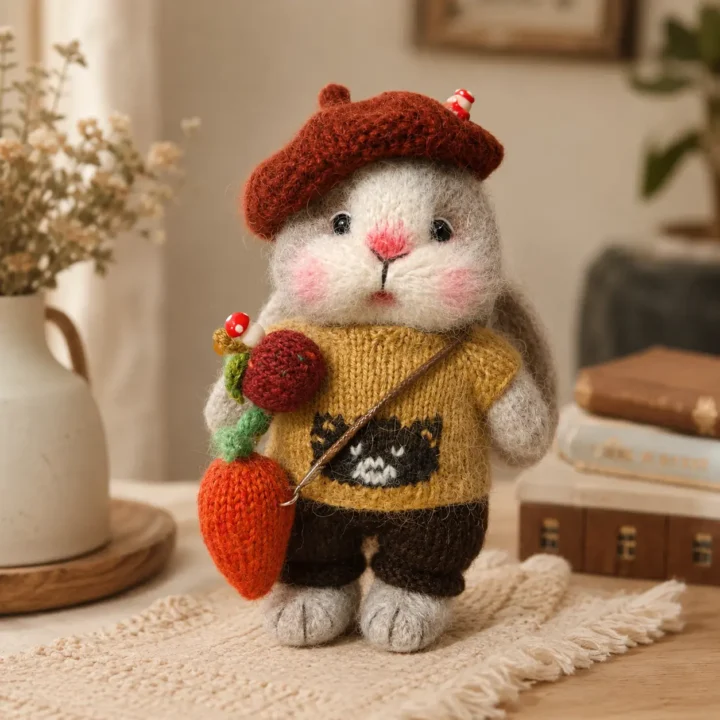 The Little Forest Traveler Bunny styled or worn view