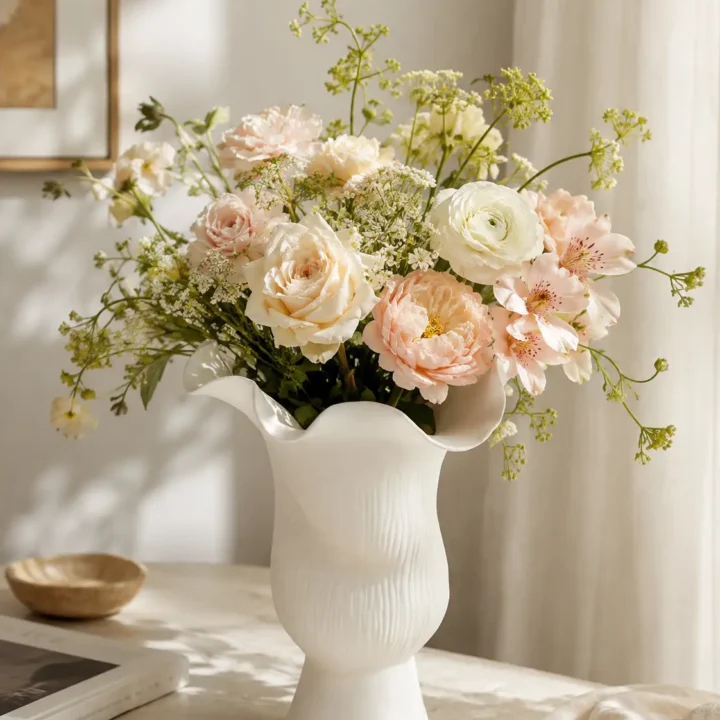 TRIJORA Organic Porcelain Vase Collection styled or worn view