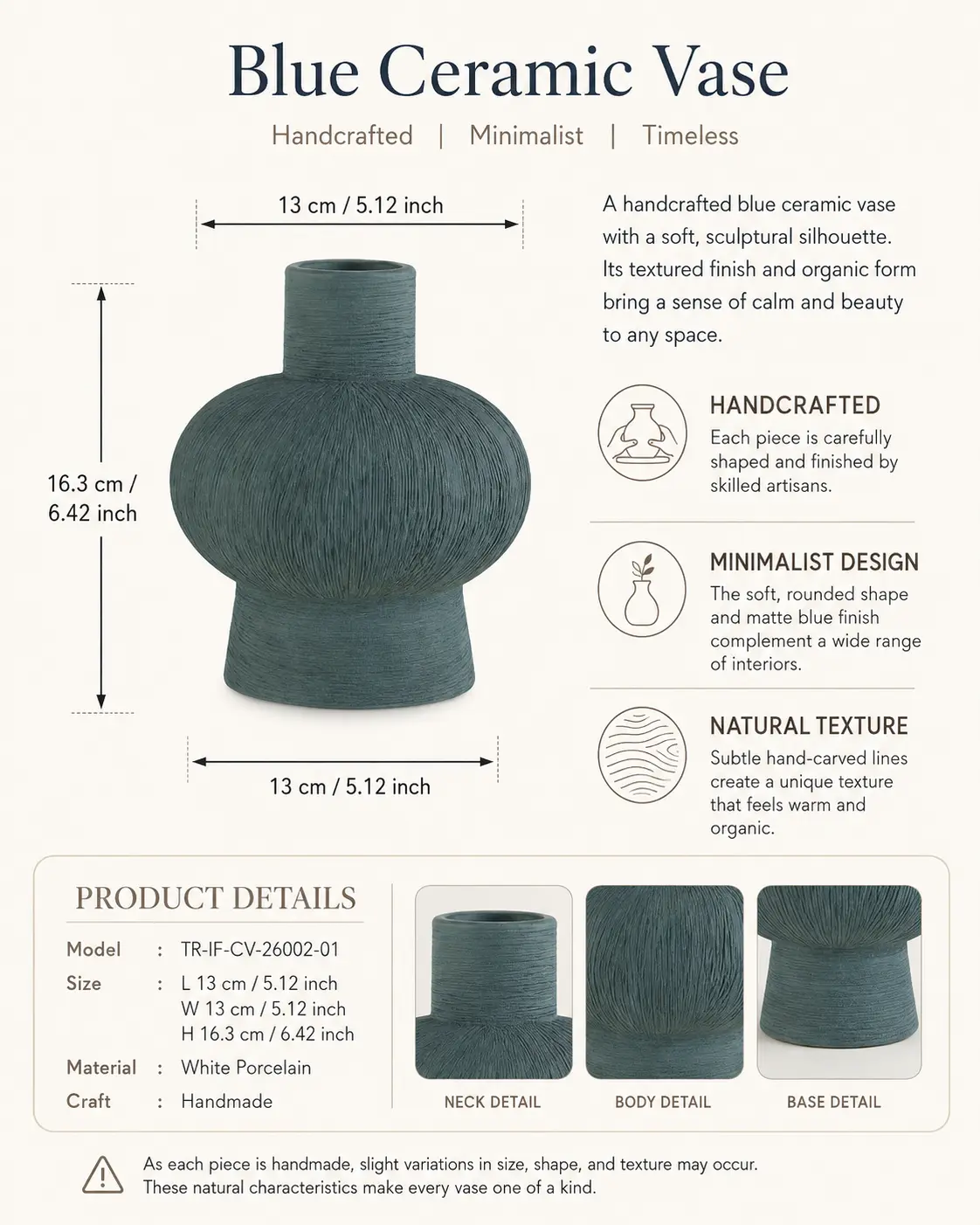 TRIJORA Textured Ceramic Vase Collection detail 7