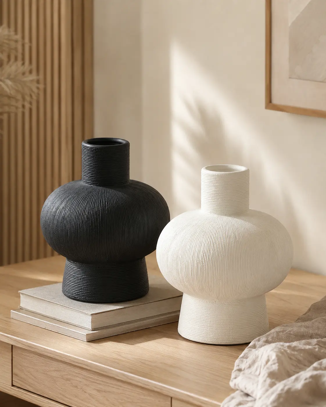 TRIJORA Textured Ceramic Vase Collection detail 4