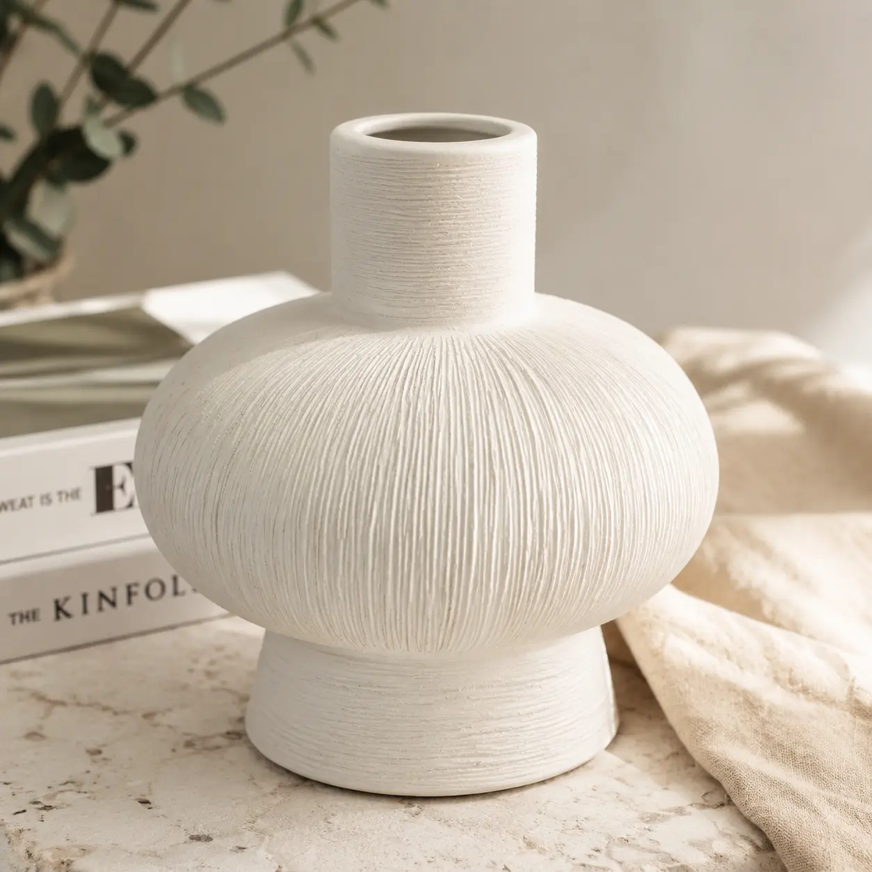 TRIJORA Textured Ceramic Vase Collection detail 5