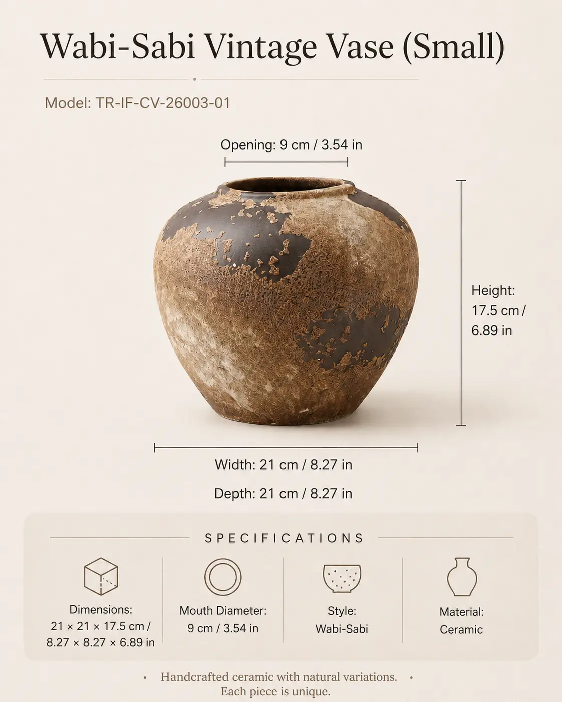 TRIJORA Wabi-Sabi Vintage Ceramic Vase Collection detail 7