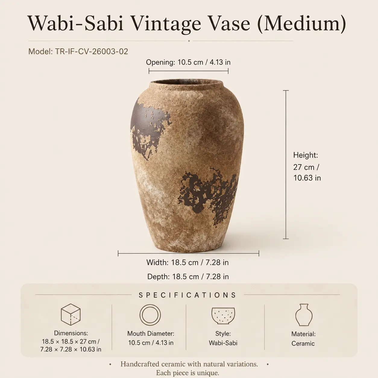 TRIJORA Wabi-Sabi Vintage Ceramic Vase Collection detail 8